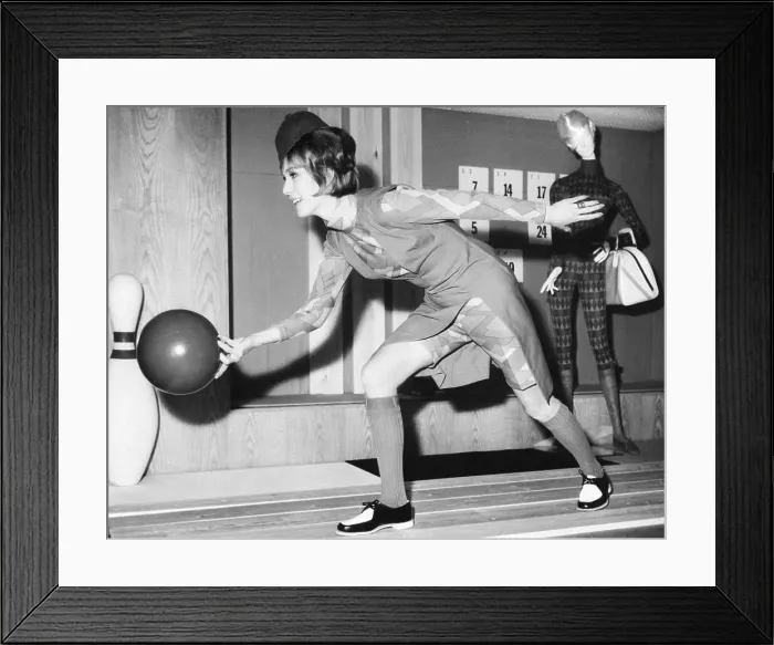 Framed Print : Woman Wearing Stylish Bowling Outfit Framed Print : Woman Wearing Stylish Bowling Outfit