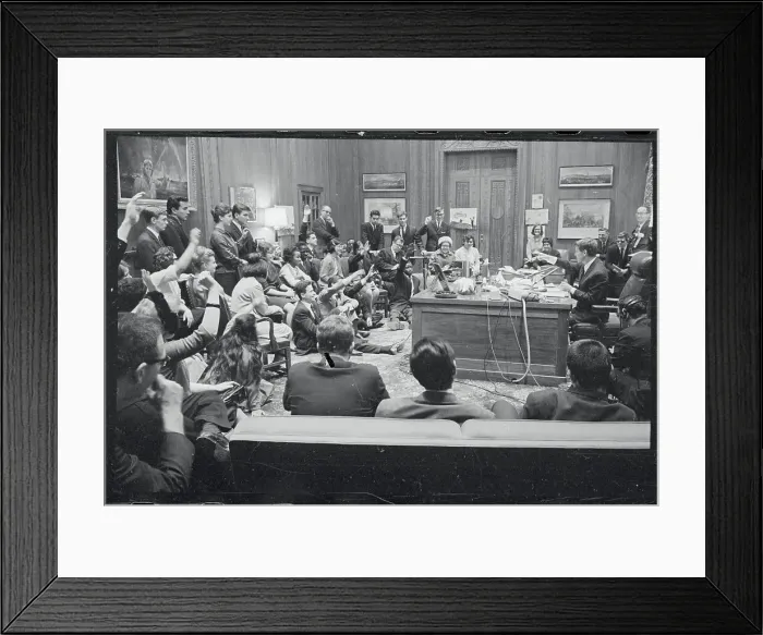 Framed Print : People Interviewing Robert Kennedy Framed Print : People Interviewing Robert Kennedy