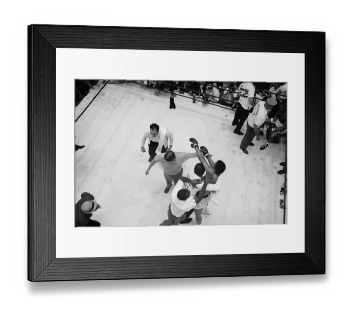 Framed Print : Cassius Clay and Trainers Celebrating Victory in Ring Framed Print : Cassius Clay and Trainers Celebrating Victory in Ring