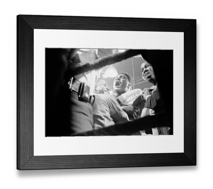 Framed Print : Cassius Clay Sitting in Ring and Cheering for His Victory Framed Print : Cassius Clay Sitting in Ring and Cheering for His Victory
