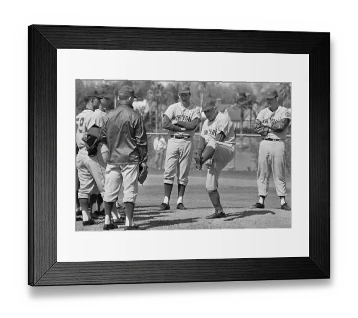 Framed Print : Casey Stengel Demonstrating How to Pitch