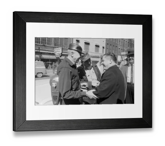 Framed Print : Jimmy Hoffa Shaking Hands with Truck Drivers Framed Print : Jimmy Hoffa Shaking Hands with Truck Drivers