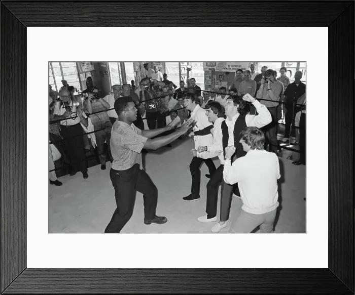 Framed Print : The Beatles in Ring with Muhammad Ali