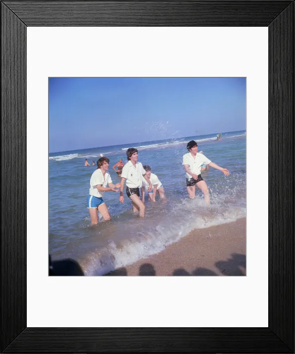 Framed Print : The Beatles Playing in Surf in Miami Beach Framed Print : The Beatles Playing in Surf in Miami Beach