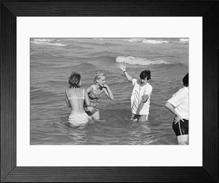 Framed Print : Paul McCartney Wading with Florida Girls Framed Print : Paul McCartney Wading with Florida Girls