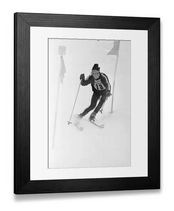 Framed Print : American Skier in Olympic Slalom Race Framed Print : American Skier in Olympic Slalom Race