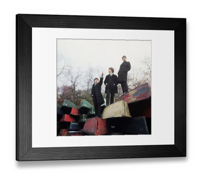 Framed Print : The Beatles Standing on Boats Framed Print : The Beatles Standing on Boats