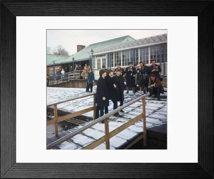 Framed Print : The Beatles Standing on a Bridge