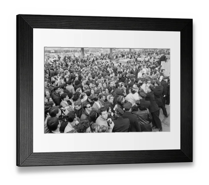 Framed Print : Police Containing Beatles Fans at Idlewild Airport Framed Print : Police Containing Beatles Fans at Idlewild Airport