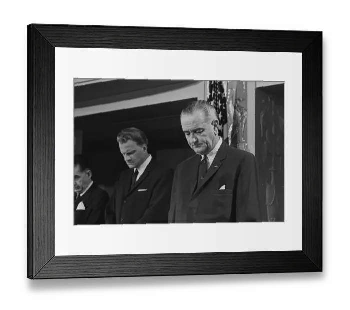 Framed Print : Billy Graham And Lyndon Johnson in Prayer