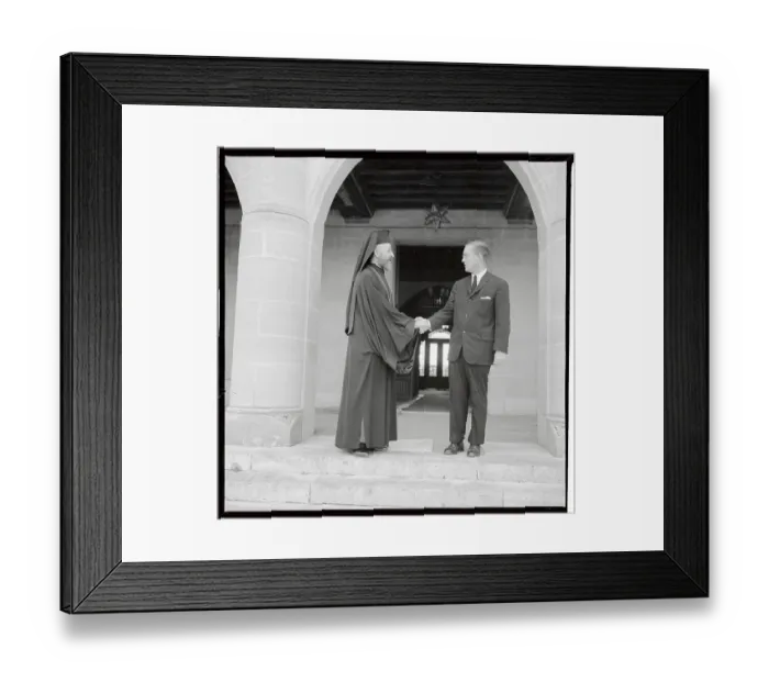 Framed Print : Archbishop Makarios and Fraser Wilkins Shaking Hands Framed Print : Archbishop Makarios and Fraser Wilkins Shaking Hands