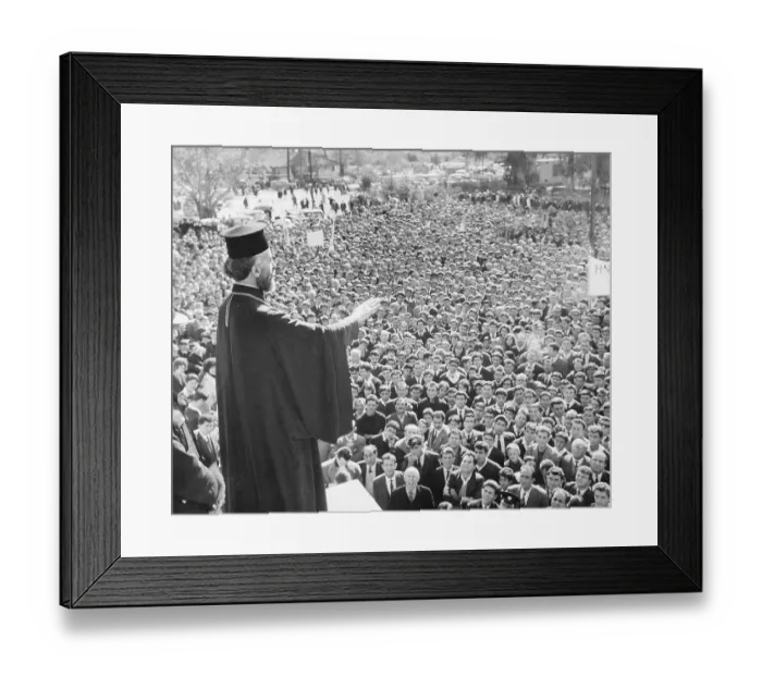 Framed Print : Archbishop Makarios Addresses Crowd Framed Print : Archbishop Makarios Addresses Crowd