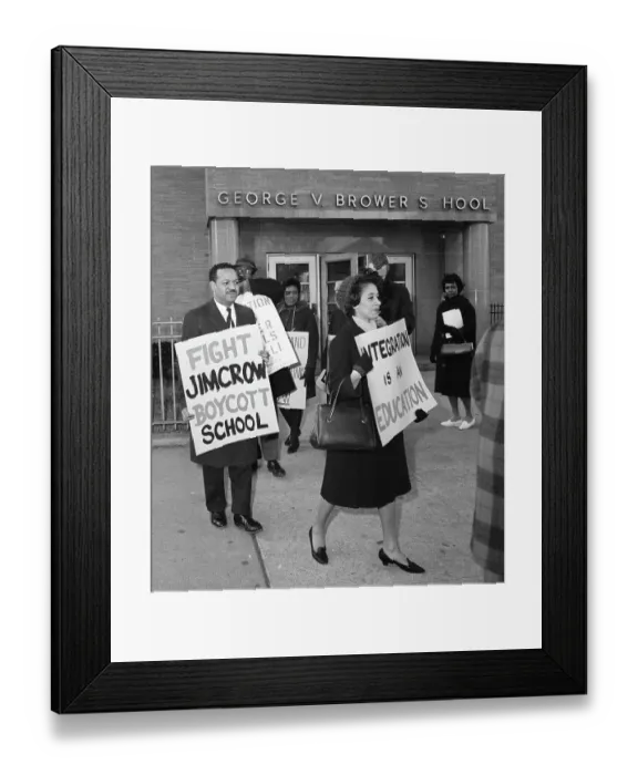 Framed Print : Milton Galamison with Picketers at School