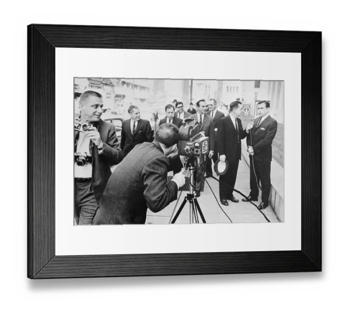 Framed Print : Cameraman Capturing James Neal Outside at Hoffa Hearing Framed Print : Cameraman Capturing James Neal Outside at Hoffa Hearing
