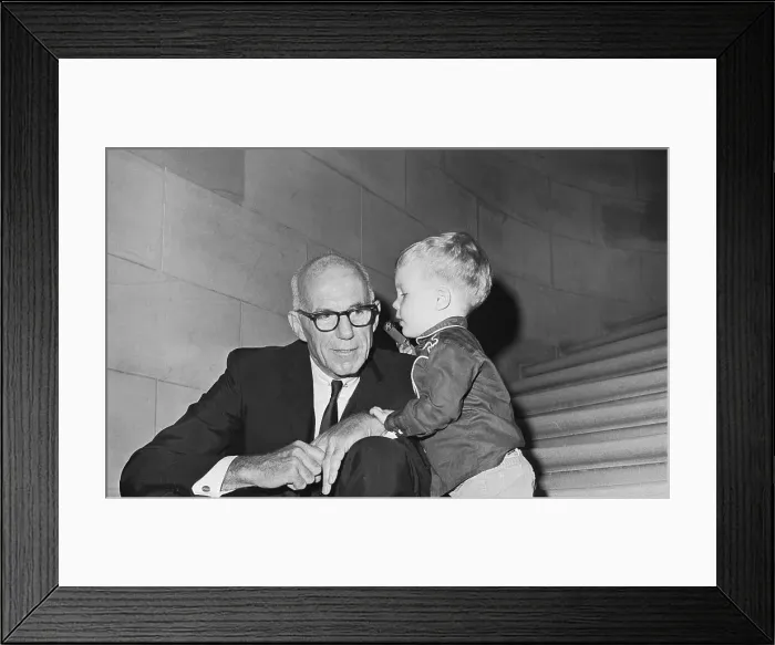 Framed Print : Boy Whispering to Dr. Benjamin Spock Framed Print : Boy Whispering to Dr. Benjamin Spock