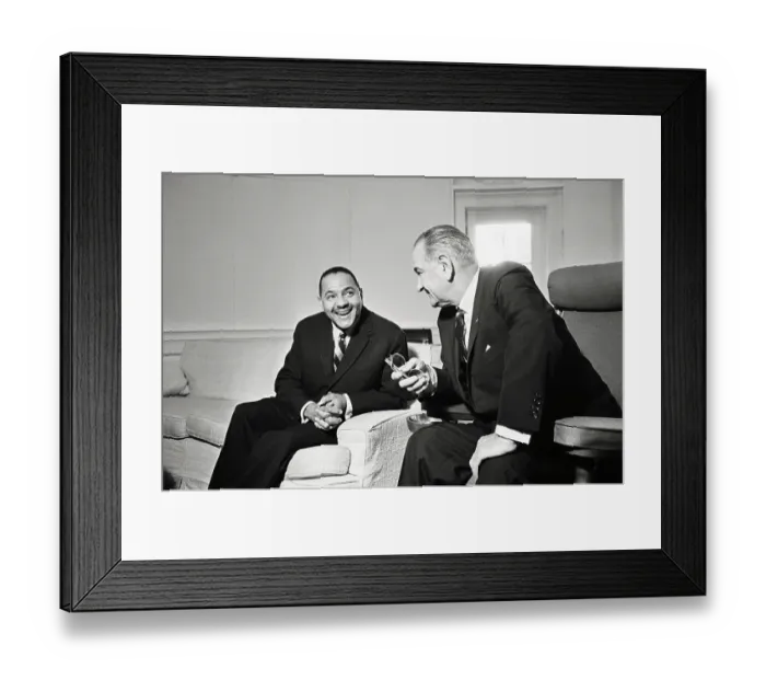 Framed Print : Carl Rowan and Lyndon Johnson Conversing