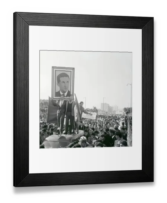 Framed Print : People at Pro-Ben Bella Rally with Signs Framed Print : People at Pro-Ben Bella Rally with Signs