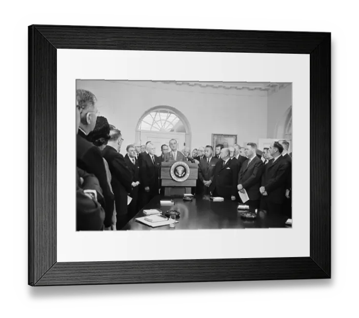 Framed Print : Lyndon Johnson Speaking to Senators Framed Print : Lyndon Johnson Speaking to Senators