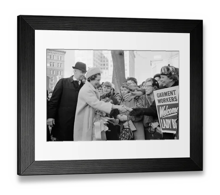 Framed Print : Mrs. Lyndon B. Johnson Shaking Hands with Crowd Framed Print : Mrs. Lyndon B. Johnson Shaking Hands with Crowd
