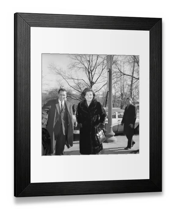 Framed Print : Mrs. Kennedy Walking with Secret Service Agent Framed Print : Mrs. Kennedy Walking with Secret Service Agent