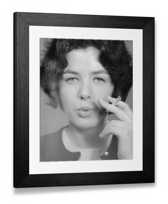 Framed Print : Margie Hart with Cigarette in Hand