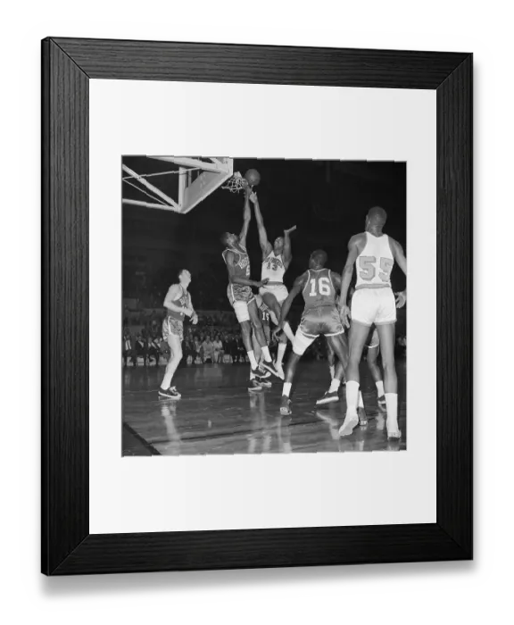 Framed Print : Bill Russell and Wilt Chamberlain Going for Rebound Framed Print : Bill Russell and Wilt Chamberlain Going for Rebound
