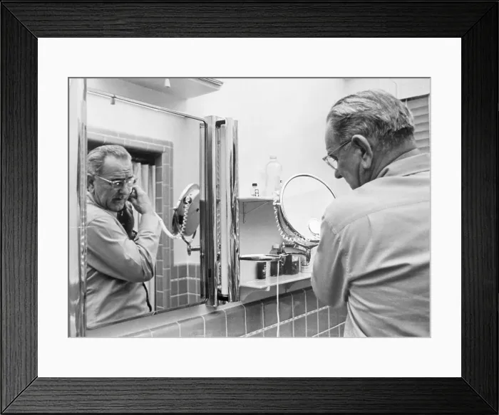 Framed Print : Lyndon Johnson Shaving Framed Print : Lyndon Johnson Shaving