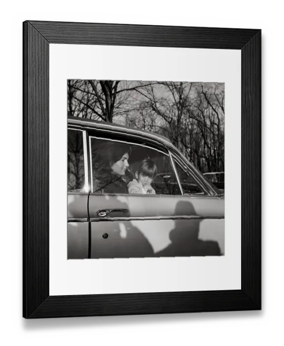 Framed Print : Jacqueline Bouvier Kennedy with John F. Kennedy Jr. in Limousine Framed Print : Jacqueline Bouvier Kennedy with John F. Kennedy Jr. in Limousine