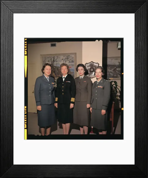 Framed Print : Female Military Officers Posing for Camera Framed Print : Female Military Officers Posing for Camera