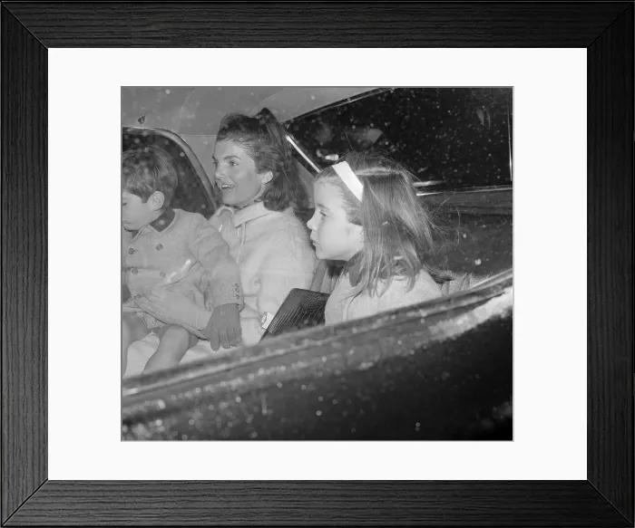 Framed Print : Jacqueline Kennedy with Her Children in Limousine
