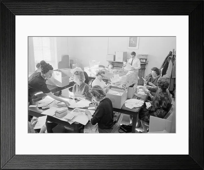 Framed Print : Volunteer Teams Opening Mrs. Kennedy's Mail Framed Print : Volunteer Teams Opening Mrs. Kennedy's Mail
