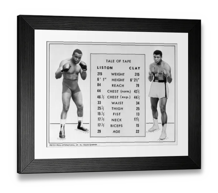 Framed Print : Sonny Liston and Muhammad Ali Statistics Framed Print : Sonny Liston and Muhammad Ali Statistics
