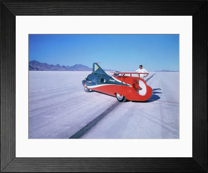 Framed Print : Art Arfons Posing Near Race Car Framed Print : Art Arfons Posing Near Race Car