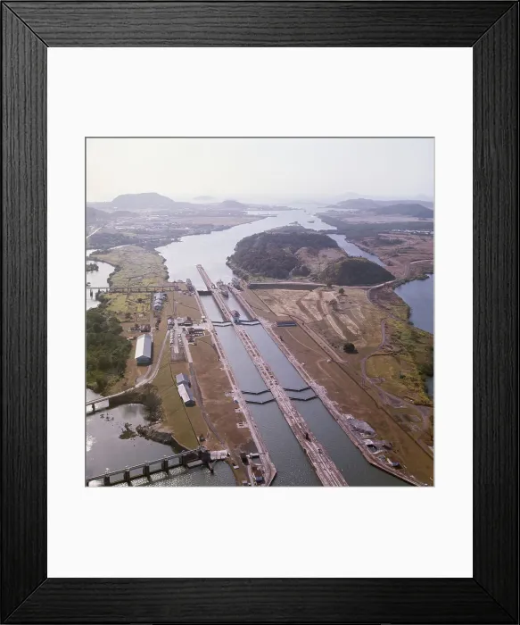 Framed Print : Aerial View of Panama Canal's Miraflores Locks Framed Print : Aerial View of Panama Canal's Miraflores Locks