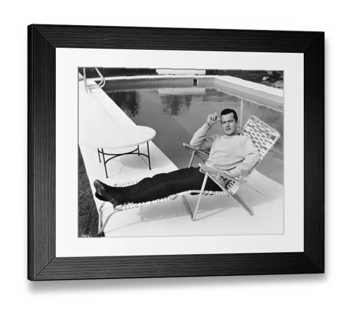 Framed Print : Robert Goulet Relaxing By Swimming Pool Framed Print : Robert Goulet Relaxing By Swimming Pool