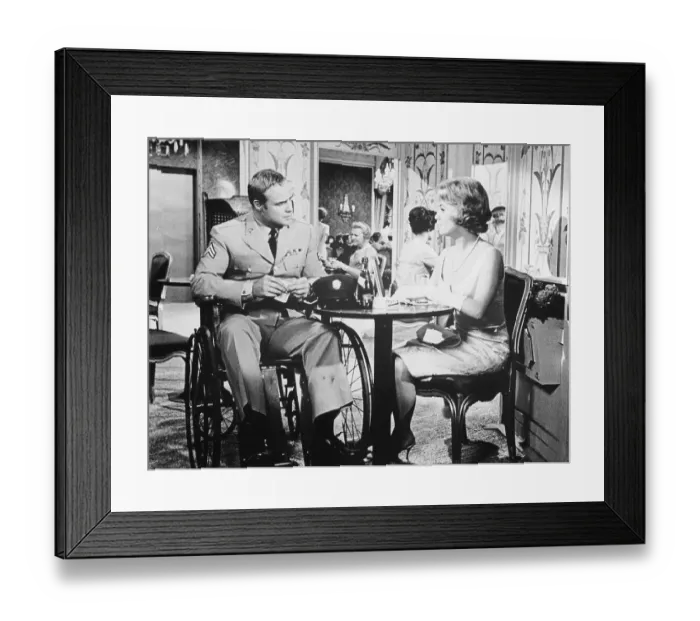 Framed Print : Marlon Brando in Wheelchair with Shirley Jones Framed Print : Marlon Brando in Wheelchair with Shirley Jones
