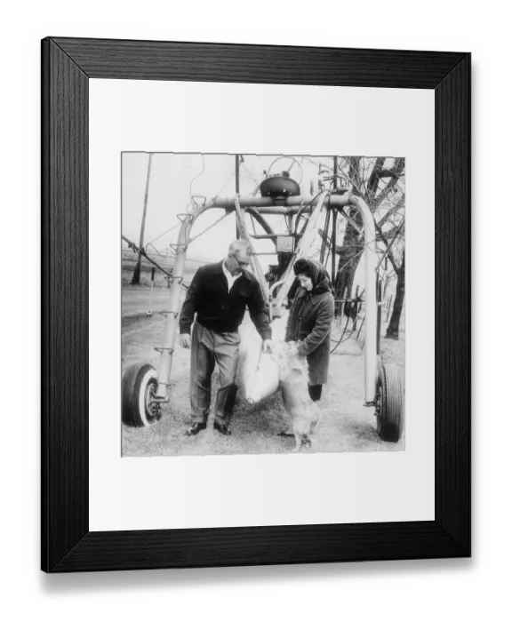 Framed Print : POW Farmer with His Wife and Dog Framed Print : POW Farmer with His Wife and Dog