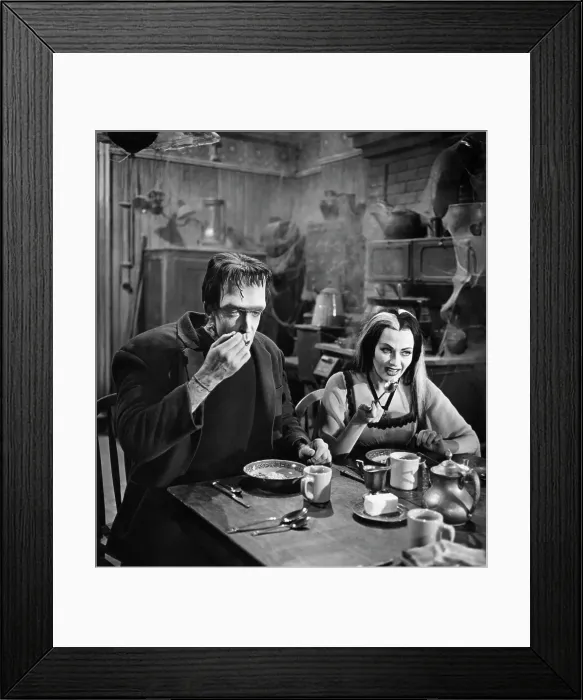 Framed Print : Herman and Lily Munster at Breakfast
