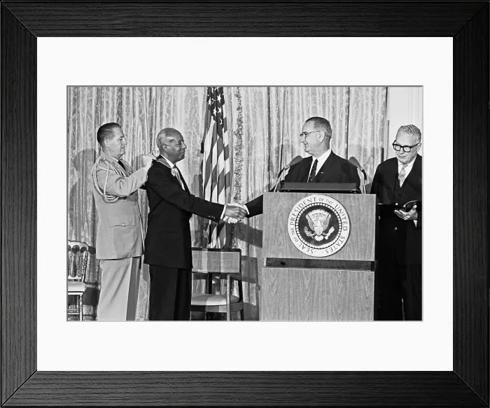 Framed Print : Johnson Presents Medal To A P Randolph Framed Print : Johnson Presents Medal To A P Randolph