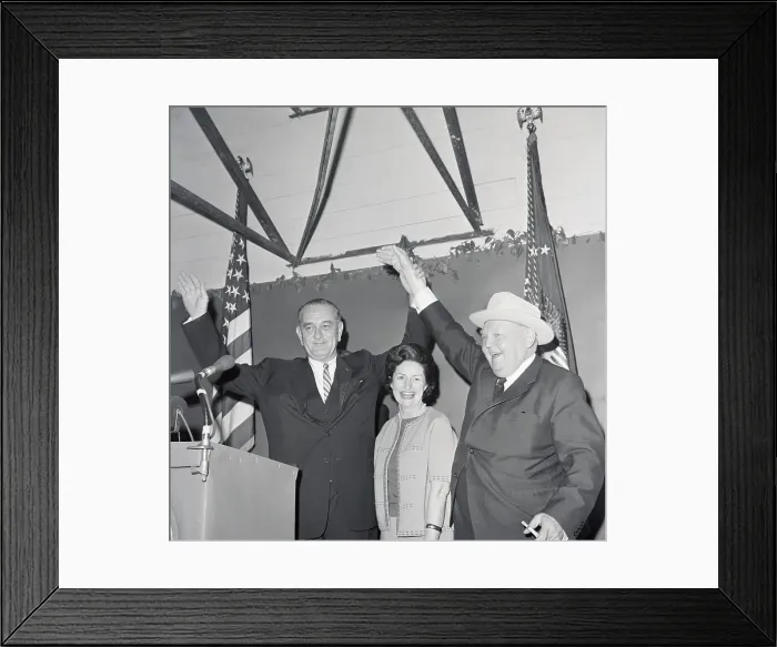 Framed Print : President Johnson With First Lady and Chancellor Erhard Framed Print : President Johnson With First Lady and Chancellor Erhard