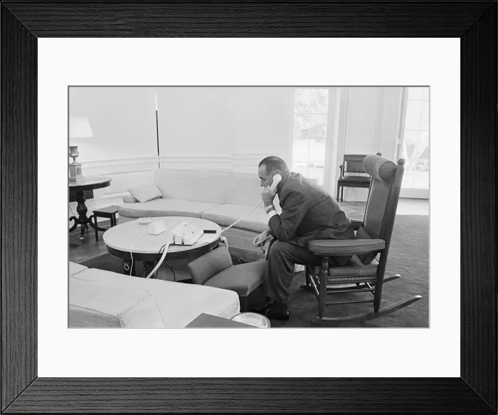 Framed Print : President Johnson on Telephone in the White House Framed Print : President Johnson on Telephone in the White House