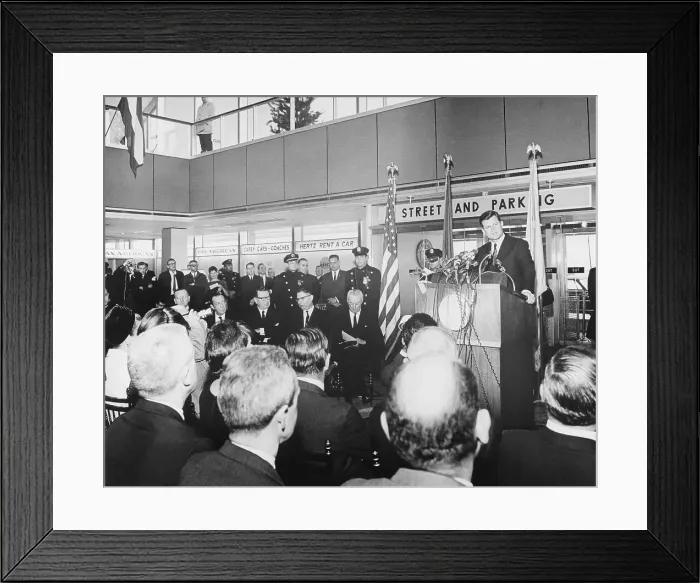 Framed Print : Senator Edward Kennedy Speaking at New York International Airport Framed Print : Senator Edward Kennedy Speaking at New York International Airport