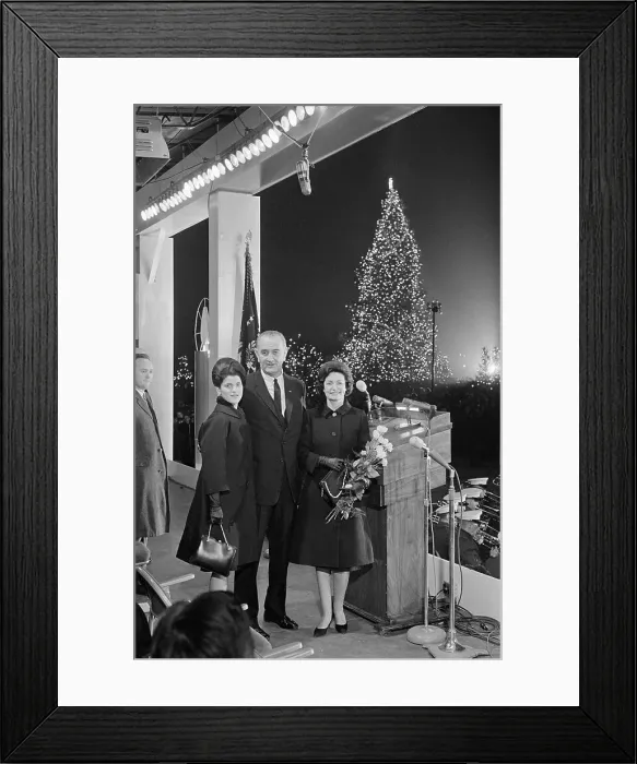 Framed Print : Lyndon Johnson Standing Near Christmas Tree Framed Print : Lyndon Johnson Standing Near Christmas Tree