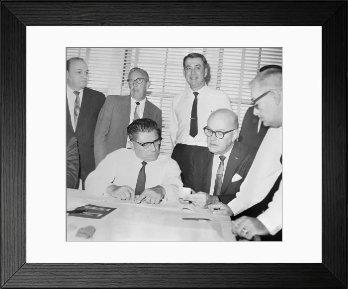 Framed Print : Jimmy Hoffa Meeting with Bargaining Team Framed Print : Jimmy Hoffa Meeting with Bargaining Team