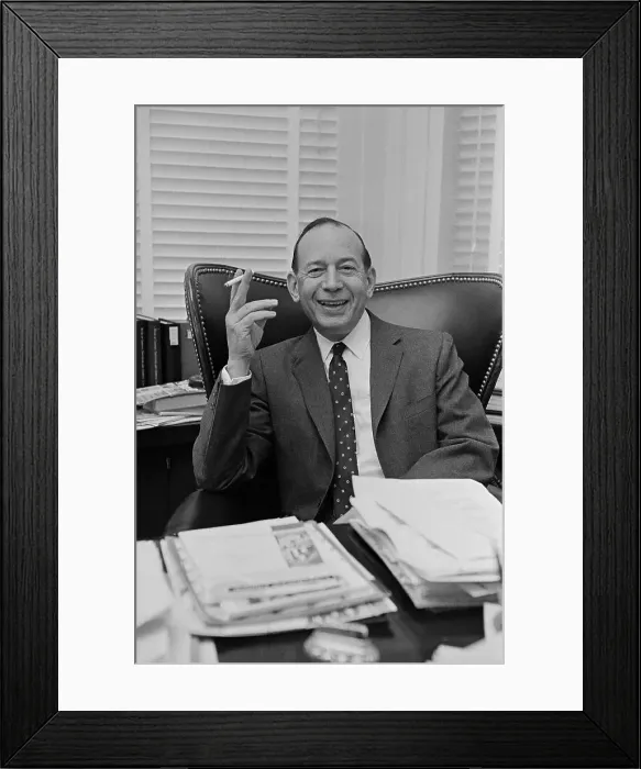 Framed Print : Abe Fortas Smoking a Cigar at His Desk Framed Print : Abe Fortas Smoking a Cigar at His Desk