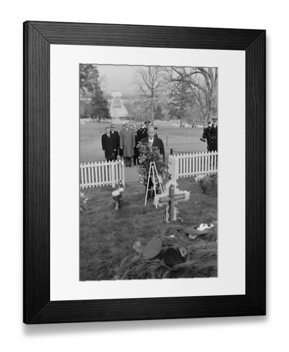 Framed Print : Adlai Stevenson Placing a Wreath Framed Print : Adlai Stevenson Placing a Wreath
