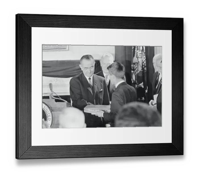 Framed Print : Lyndon Johnson Presenting an Award to Robert Kennedy Framed Print : Lyndon Johnson Presenting an Award to Robert Kennedy