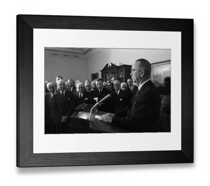 Framed Print : President Lyndon Johnson Addressing Businessmen Framed Print : President Lyndon Johnson Addressing Businessmen