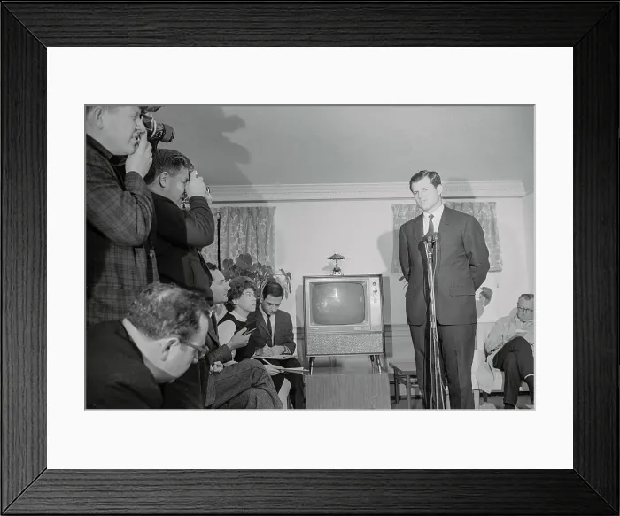 Framed Print : Edward Kennedy at a News Conference Framed Print : Edward Kennedy at a News Conference