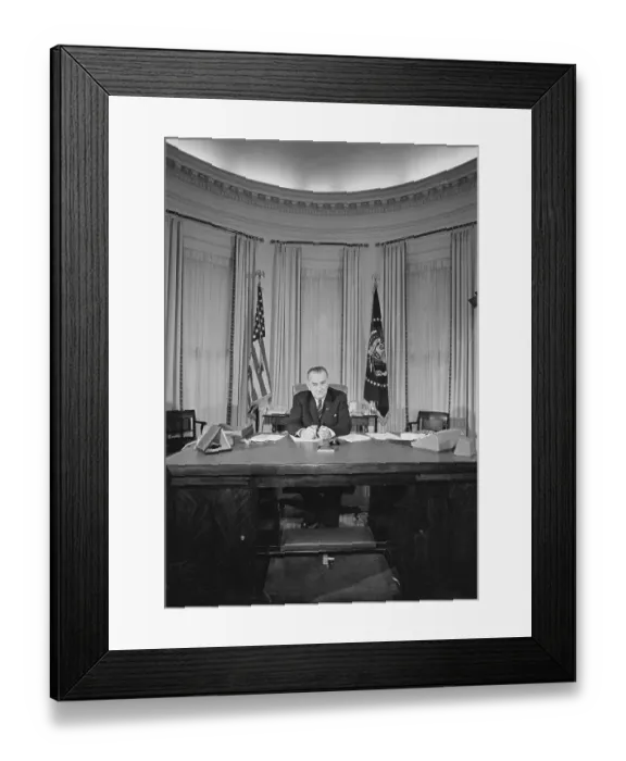 Framed Print : President Johnson at Desk in White House Framed Print : President Johnson at Desk in White House